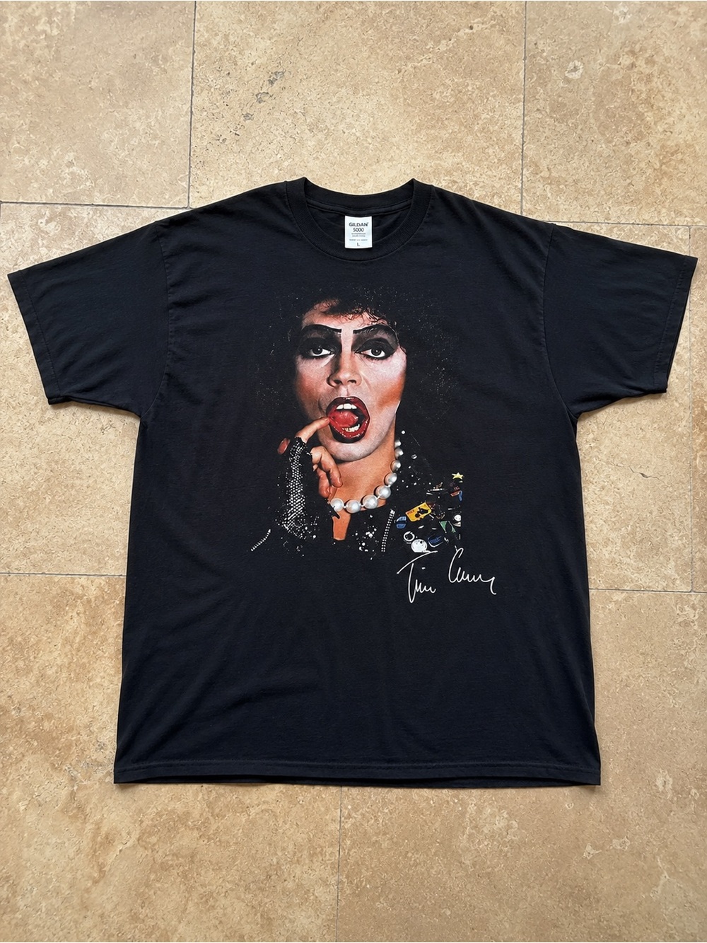 Rip Tim Curry Memorial T-shirt Rocky Horror Frank-N-Furter Black Goldman